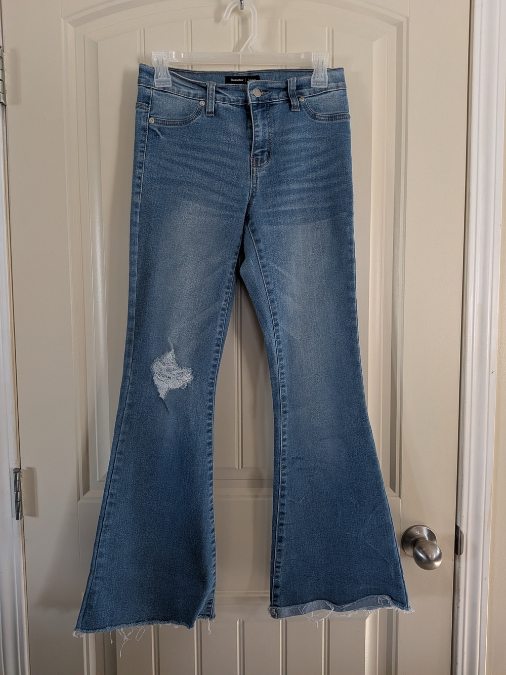 Bluenotes Medium Blue Flare Jeans with Distressed Detail